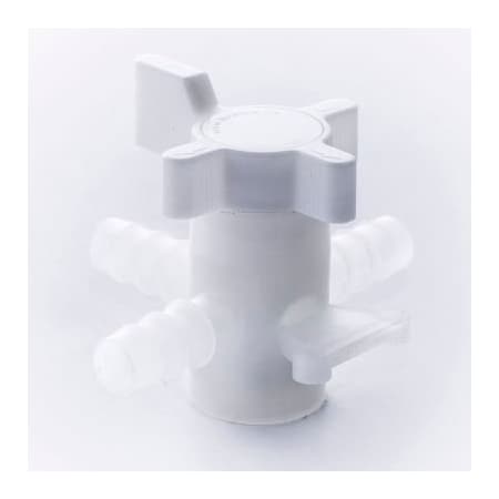 Bel-Art Bel-Art F30888-0010 Three-Way PVDF Fluoroplastic Stopcock, 10mm Tubing, 8mm Bore F30888-0010